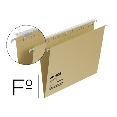 Carpeta colgante fade tiki folio prolongado visor superior 290 mm efecto lupa kraft eco 230 g/m lomo v (Pack de 25 uds.)
