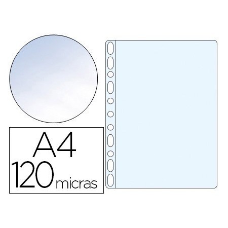 Funda multitaladro q-connect folio 120 mc cristal caja de 100 unidades