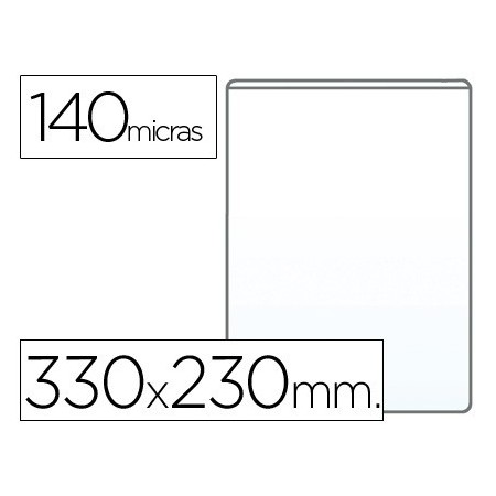 Funda portadocumento q-connect folio 140 micras pvc transparente 230x330mm (Pack de 100 uds.)