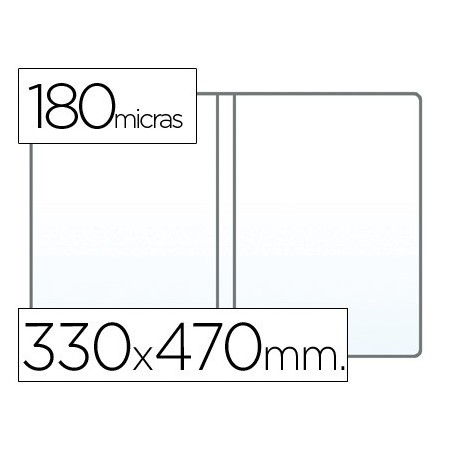 Funda portadocumento q-connect folio doble 180 micras pvc transparente 330x470mm (Pack de 25 uds.)