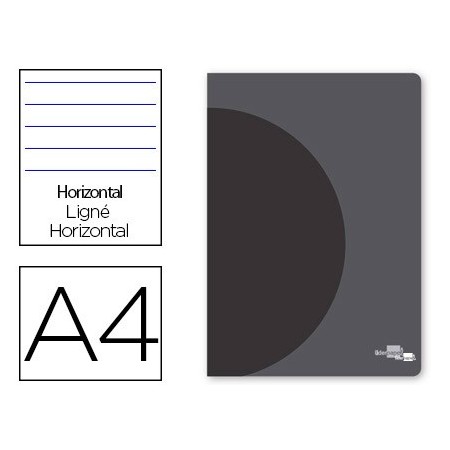 Libreta liderpapel 360 tapa de plastico a4 48 hojas 90g/m2 horizontal con doble margen tapa negra