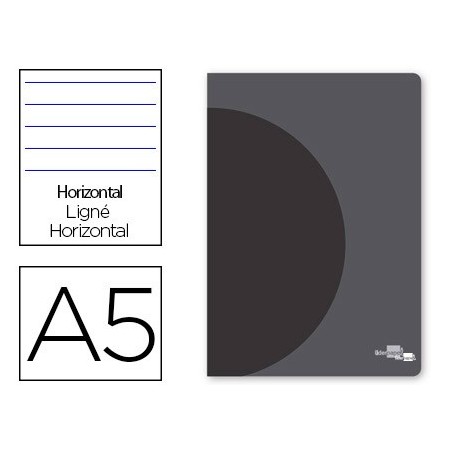 Libreta liderpapel 360 tapa de plastico a5 48 hojas 90g/m2 horizontal con doble margen tapa negra (Pack de 8 uds.)