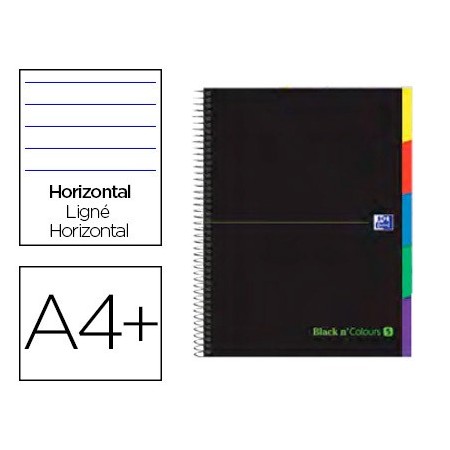 Cuaderno espiral oxford ebook 5 tapa extradura din a4+ 120 h horizontal colores surtidos touch