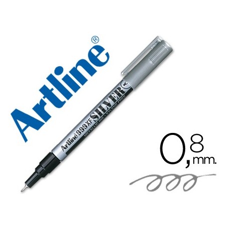 Rotulador artline marcador permanente tinta metalica ek-999 plata -punta redonda 0.8 mm (Pack de 12 uds.)