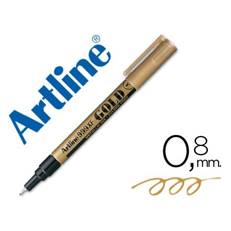 Rotulador artline marcador permanente tinta metalica ek-999 oro -punta redonda 0.8 mm (Pack de 12 uds.)