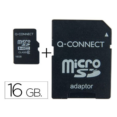 Memoria sd micro q-connect flash 16 gb clase 6 con adaptador