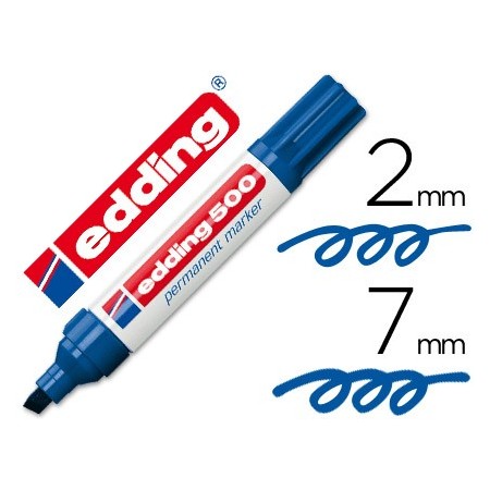 Rotulador edding marcador permanente 500 azul -punta biselada 7 mm recargable (Pack de 10 uds.)