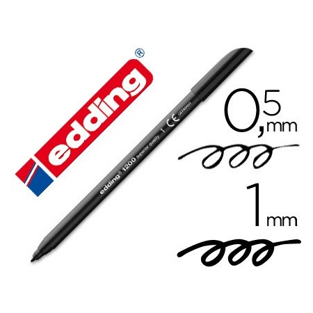 Rotulador edding punta fibra 1200 negro n.1 punta redonda 0.5 mm (Pack de 10 uds.)