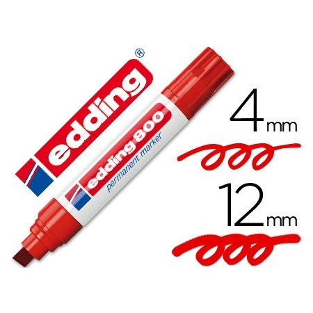 Rotulador edding marcador permanente 800 rojo -punta biselada 12 mm recargable