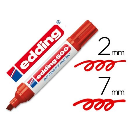 Rotulador edding marcador permanente 500 rojo -punta biselada 7 mm (Pack de 10 uds.)