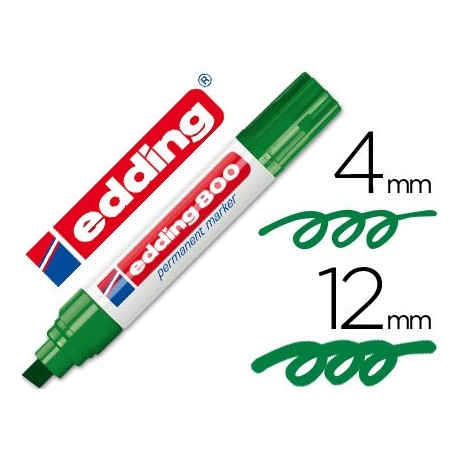 Rotulador edding marcador permanente 800 verde -punta biselada 12 mm (Pack de 5 uds.)