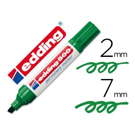 Rotulador edding marcador permanente 500 verde -punta biselada 7 mm (Pack de 10 uds.)