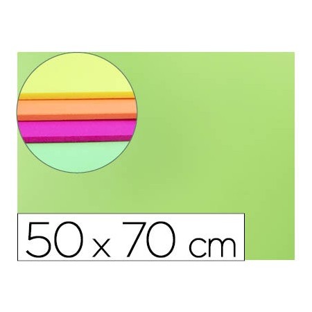 Goma eva liderpapel 50x70cm 60g/m2 espesor 2mm fluor verde (Pack de 10 uds.)