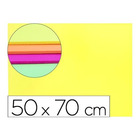 Goma eva liderpapel 50x70cm 60g/m2 espesor 2mm fluor amarillo (Pack de 10 uds.)
