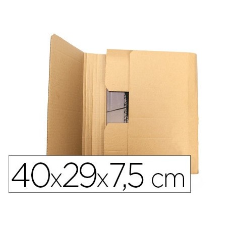 Caja para embalar q-connect libro medidas 400x290x75 mm espesor carton 3 mm (Pack de 5 uds.)