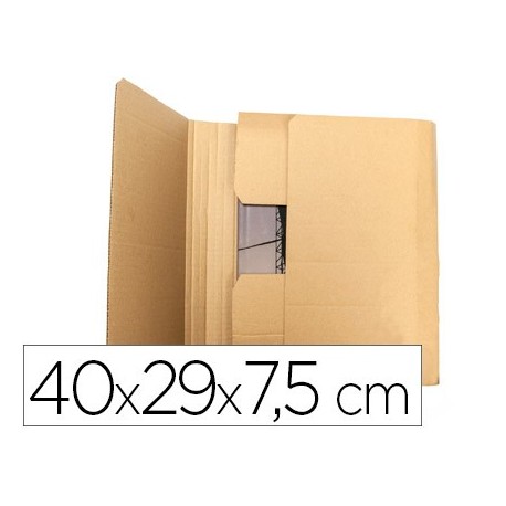 Caja para embalar q-connect libro medidas 400x290x75 mm espesor carton 3 mm (Pack de 5 uds.)