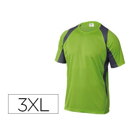 Camiseta deltaplus poliester manga corta cuello redondo tratamiento secado rapido color verde-gris talla 3xl