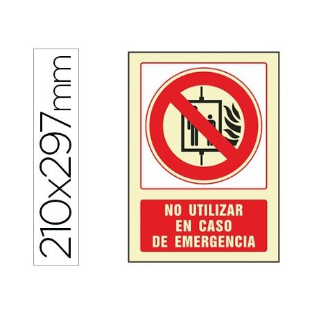 Pictograma syssa señal de no utilizar en caso de incendio en pvc fotoluminiscente 210x297 mm