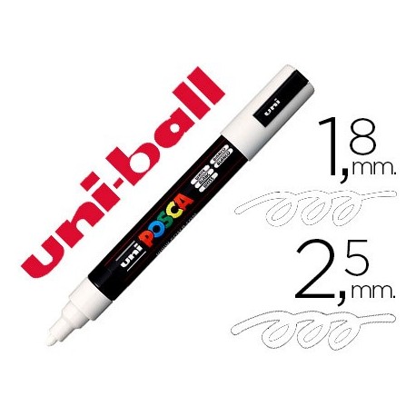 Rotulador uni posca marcador de pintura blanco punta redonda 1,8 a 2,5 mm (Pack de 6 uds.)