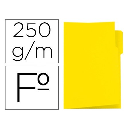 Subcarpeta cartulina gio folio pestaña izquierda 250 g/m2 amarillo (Pack de 50 uds.)