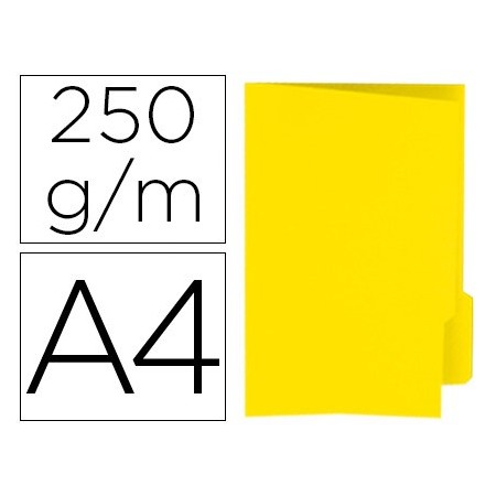 Subcarpeta cartulina gio din a4 pestaña derecha 250 g/m2 amarillo (Pack de 50 uds.)