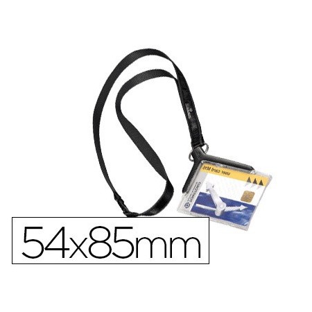 Identificador con cordon plano durable acrilico diagonal 54x85mm (Pack de 10 uds.)