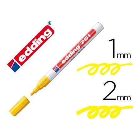 Rotulador edding punta fibra 751 amarillo punta redonda 1-2 mm (Pack de 10 uds.)