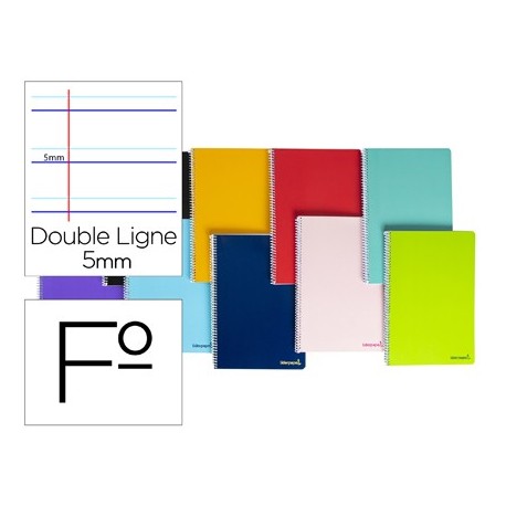 Cuaderno espiral liderpapel folio smart tapa blanda 80h 60gr rayado montessori 5mm con margen colores surtidos (Pack de 10 uds.)