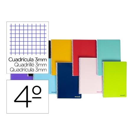 Cuaderno espiral liderpapel cuarto smart tapa blanda 80h 60gr 3mm con margen colores surtidos (Pack de 10 uds.)