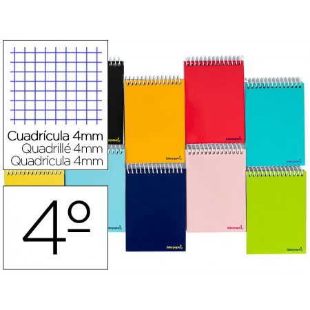 Cuaderno espiral liderpapel cuarto apaisado smart tapa blanda 80h 60gr cuadro 4mm conmargen colores surtidos (Pack de 10 uds.)