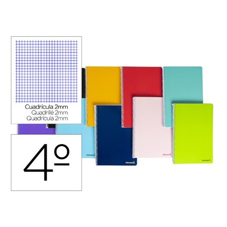 Cuaderno espiral liderpapel cuarto smart tapa blanda 80h 60gr milimetrado 2mm colores surtidos (Pack de 10 uds.)