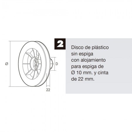 Disco Persiana Plastico Octogonal 160x60 mm. Cinta 22 mm.