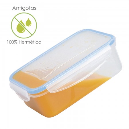 Recipiente Hermetico Plastico Rectangular 500 ml. 15.5x10.5x5.5 (Alt.) cm.  