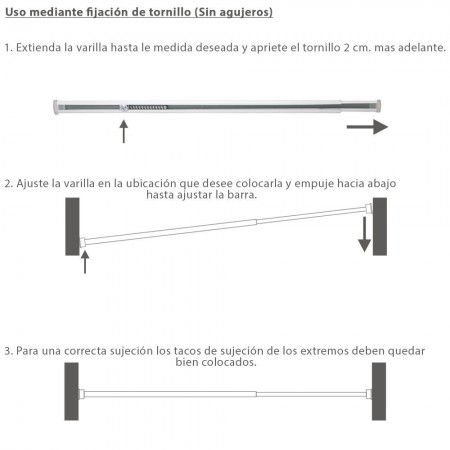 Barra Visillo Extensible 52.5/90 cm. Con Muelle Presion Ajustable  (1 Pieza)