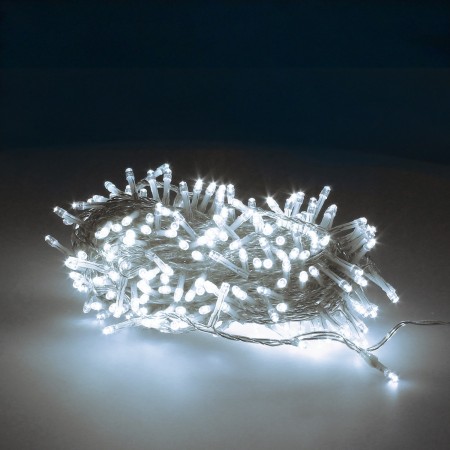 Guinalda Luces Navidad 300 Leds Color Blanco Frio Luz Navidad Interiores y Exteriores Ip44. Cable Transparente.