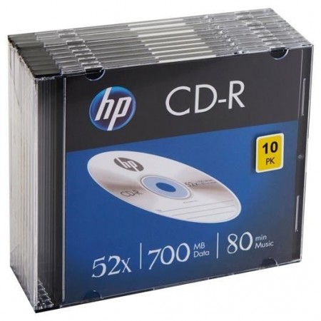 HP CD-R  700MB 52X 10PK SLIM CASE 10 UD DE CAJAS INDIVIDUALES