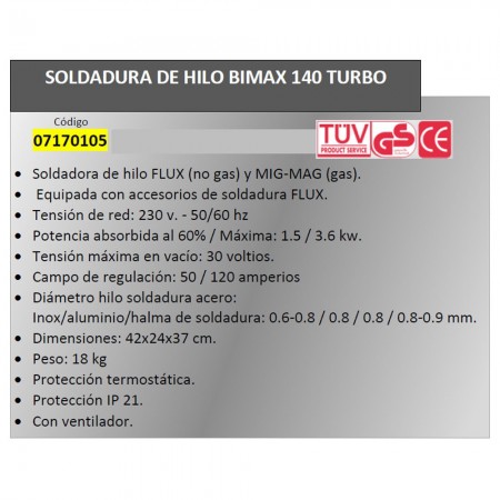 Soldadura De Hilo Bimax 140 Turbo