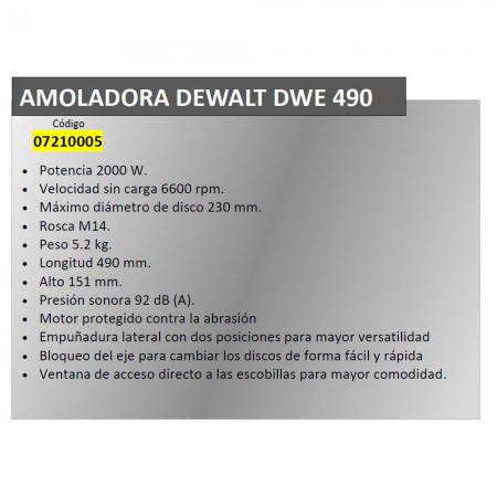 Amoladora Dewalt 2000 W. DWE 490