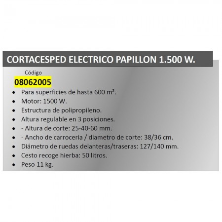 Cortacesped Electrico Papillon 1500 W.