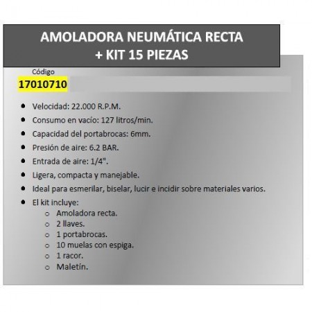 Amoladora Neumatica Recta Yamato + Kit 15 Piezas