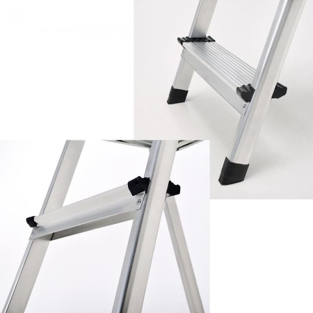 Oryx Escalera Aluminio 6 Peldaños Plegable, Uso doméstico, Antideslizante, Ligera y Resistente