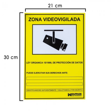 Cartel Zona Videovigilada 30x21 cm.