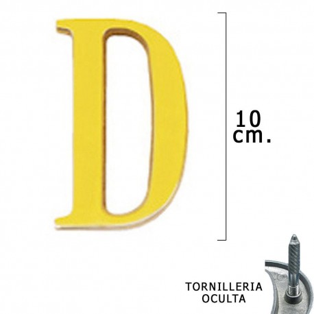 Malgastar Perjudicial Alcalde a Latón "D" 10 cm. con Tornilleria Oculta (Blister 1 Pieza) Letr