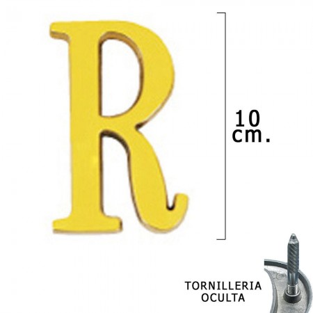 Letra Latón "R" 10 cm. con Tornilleria Oculta (Blister 1 Pieza)